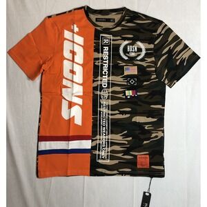 Hudson Outerwear Men's M Icons Restricted Flag Orange Camo Shirt Streetwear NWT